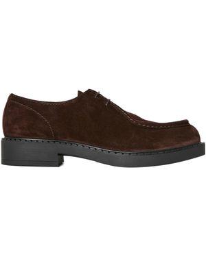 Prada Metallic Embellished Loafers - Brown