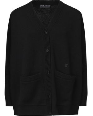 Dolce & Gabbana Dg Logo Embroidered Knitted Cardigan - Black