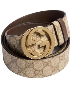 Gucci Reversible Belt With Interlocking G Buckle - Metallic