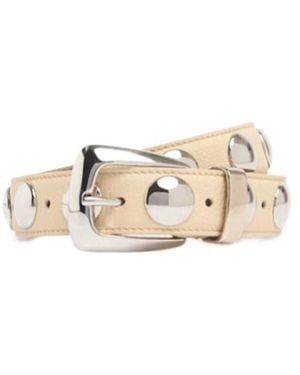 KHAITE 3Cm Benny Studded Leather Belt - White