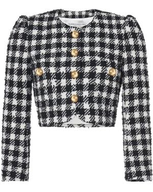 Alessandra Rich Vichy Tweed Single-Breasted Blazer - Black