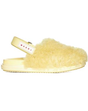 Marni Logo Patch Slingback Sandals - Yellow