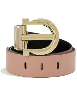 Ferragamo Logo Metal Buckle Belt - Metallic