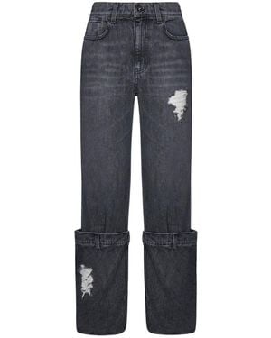 JW Anderson Jw Anderson Logo Patch Distressed Jeans - Blue