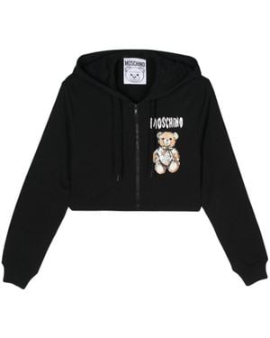 Moschino Cotton Cropped Hoodie - Black