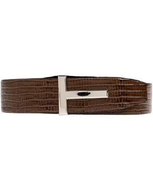 Tom Ford Scale-Patterned Belt - Brown