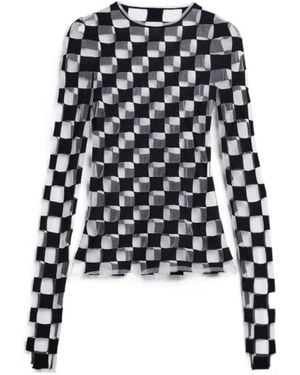 Sportmax Checkerboard Effect Crewneck Knitted Jumper - Black