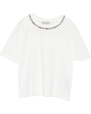 ERMANNO FIRENZE Embellished Crew-Neck T-Shirt - White