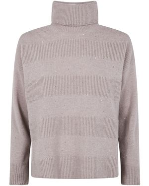 D.exterior Embeliished High Neck Jumper - Grey