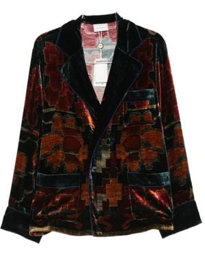Pierre Louis Mascia Kanpur Geometric-Print Jacket - Black