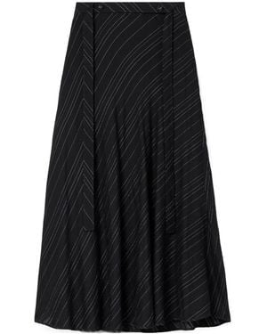 Proenza Schouler Kaia Tie Striped Midi Skirt - Black