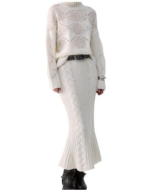 Liu Jo Turtleneck With Beads And Openwork - Gray