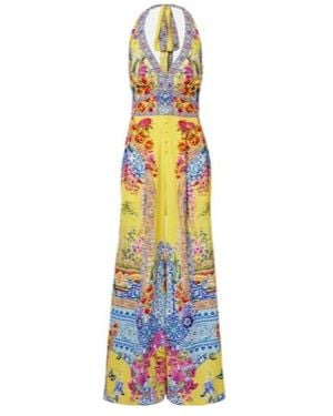 CAMILLA Embellished Halterneck Silk Crêpe Jumpsuit - White