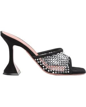 AMINA MUADDI Square Toe High Heel Sandals - Black