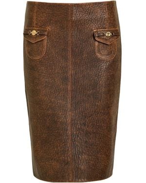 Chloé Minimal Leather Midi Skirt - Brown