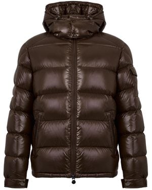 Moncler Maya Waterproof Down Detachable Hood Short Puffer Jacket - Brown