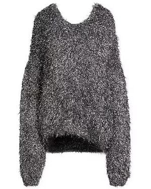 Sportmax Knitted Hooded Coat - Grey