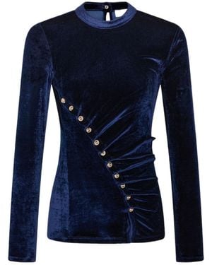 Rabanne Draped Velvet Top - Blue