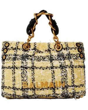 Balmain Chequered Tweed Handbag - Metallic