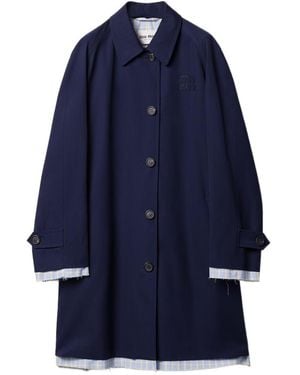 Miu Miu Long-Sleeved Button-Up Coat - Blue
