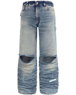 PDF CHANNEL Pdf Rich Kid Distressed Wide-Leg Jeans - Blue