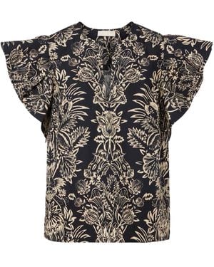 Ulla Johnson Severine Printed Cotton Poplin Top - Black