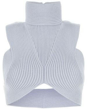 Alaïa Alaïa Maglia Open Back Cropped Knitted Top - Blue