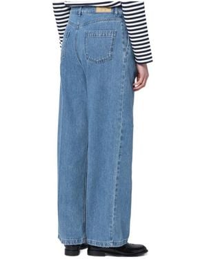 【関税&送料込】Maison Kitsune Wide Pleated Blue Jeans Maison Kitsuné Jeans for Women | Online Sale up to 75% off