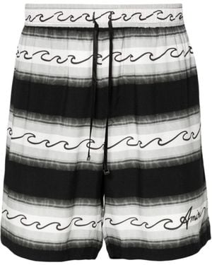 Amiri Wave Baja Striped Drawstring Shorts - Black