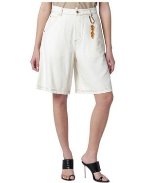 DARKPARK Contrast-Stitch Denim Shorts - White