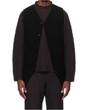 Homme Plissé Issey Miyake Tuxedo Pleats Vest - Black