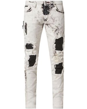 Philipp Plein Denim Trousers Rock Star Fit - Grey