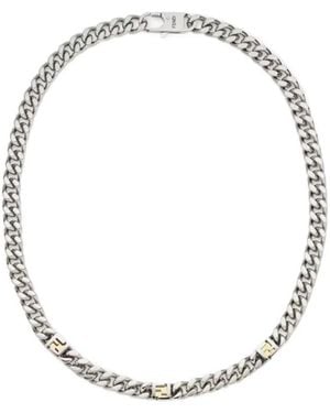 Fendi Curb-Chain Necklace - Metallic