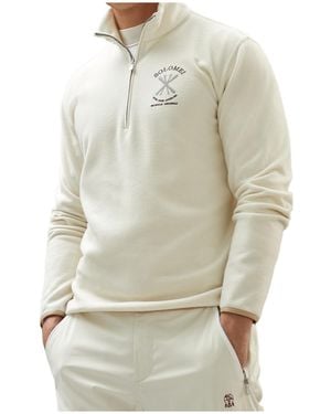 Brunello Cucinelli Logo-Embroidered Half-Zip Sweatshirt - White