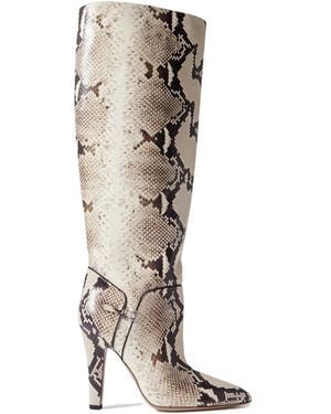 Paris Texas Snake-Effect Leather Knee Boots - White