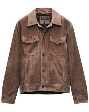 Rag & Bone Rb Suede Trucker Jacket - Brown