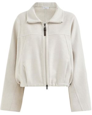 Brunello Cucinelli Hand-Crafted Bomber Jacket - White