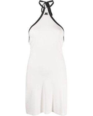 Courreges Logo-Embroidered Cotton Minidress - White