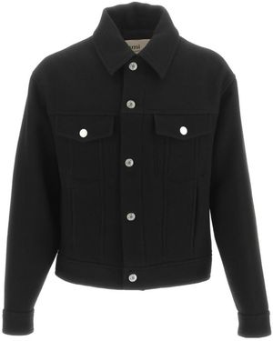 Ami Paris Long-Sleeve Wool Jacket - Black