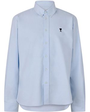 Ami Paris Lapel Long-Sleeve Shirt - Blue