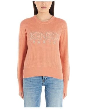 KENZO Beaded-Logo Textured Jumper - Blue