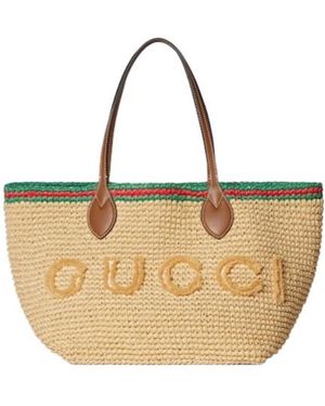 Gucci Woven Medium Tote Bag - Natural