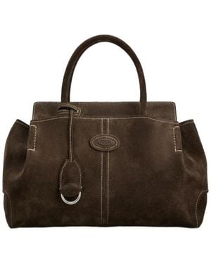 Tod's Di Suede Tote Bag - Brown