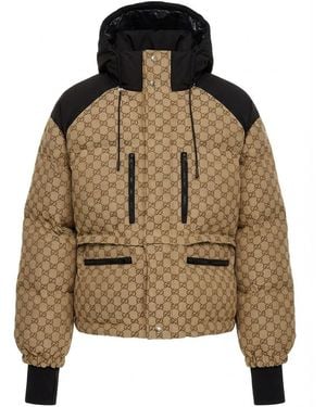 Gucci Gg-Canvas Cropped Puffer Jacket - Natural