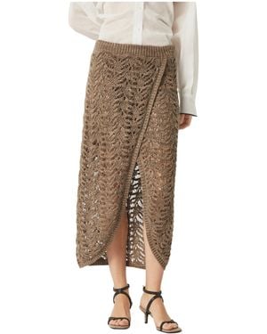 Brunello Cucinelli Lace-Patterned Skirt - Natural