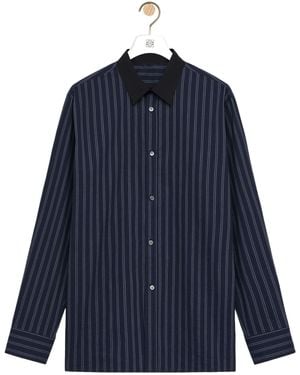 Loewe Striped Collared Button-Up Shirt - Blue