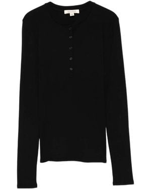 Nili Lotan Button-Fastening Polo Top - Black