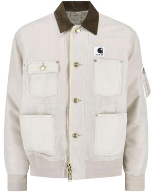 Sacai Carhartt Wip Nylon Twill X Duck Blouson Ivory in Natural for