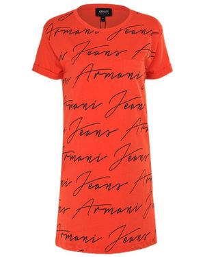 Armani Jeans Logo Short-Sleeved T-Shirt - Red