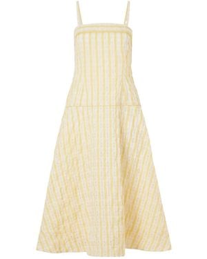 Rosie Assoulin Striped Seersucker Midi Dress - White